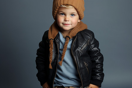 冬天时尚的小男孩图片