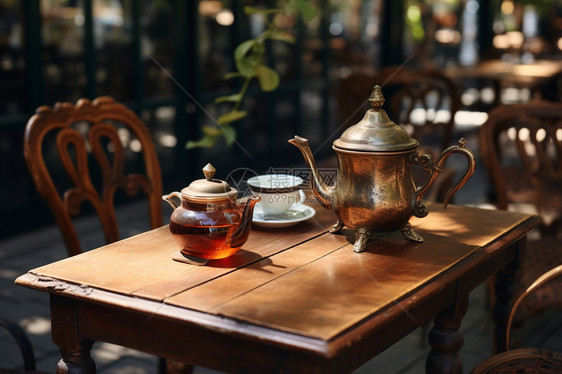 复古的茶水桌图片