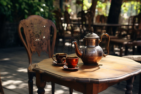 户外休闲的茶水桌图片