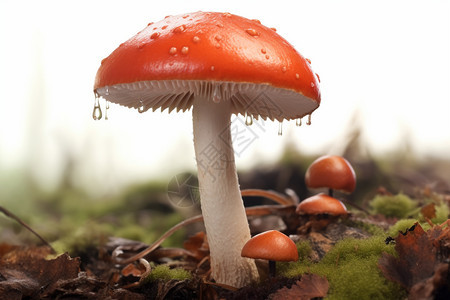 红色美丽的蘑菇图片