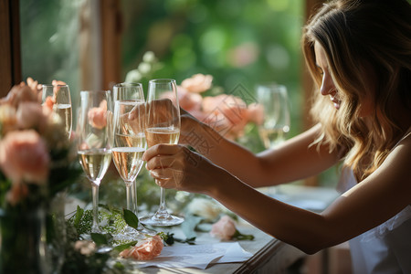 婚礼宴会上的香槟图片
