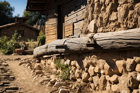 历史悠久的木质土坯房背景