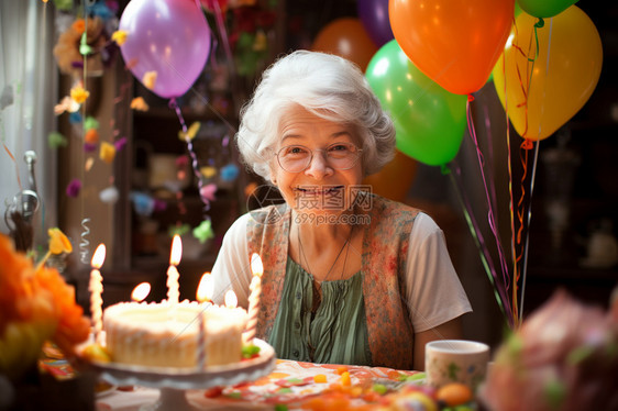 庆祝生日的老奶奶图片