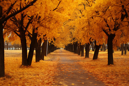 秋天森林公园的美丽景观图片