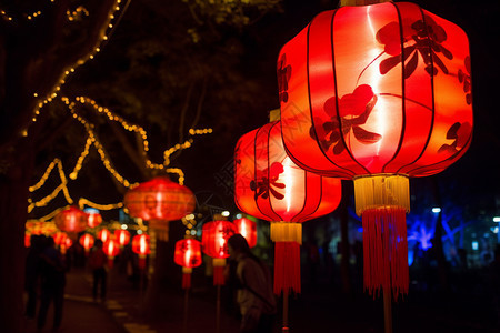 传统元宵节的庆祝场景背景图片