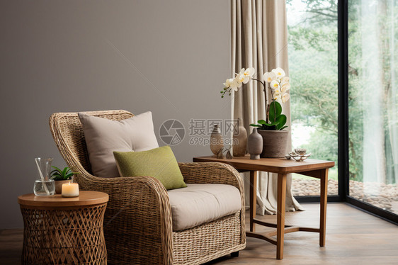 室内休闲场景的木质桌椅图片