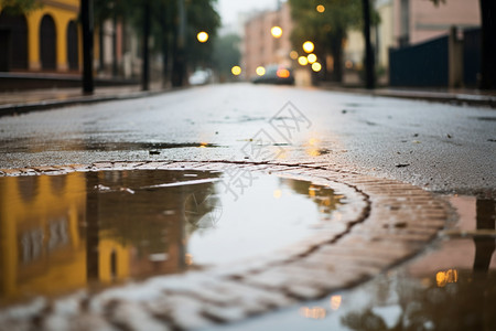 水坑道路暴雨水坑高清图片