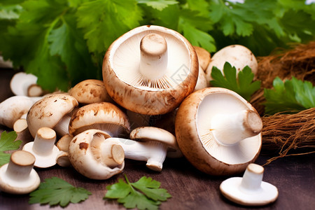 蘑菇和香菜背景图片