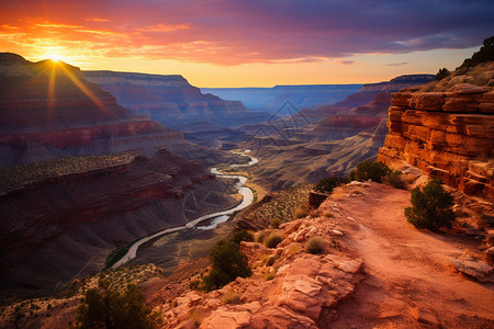 日落时地质公园的美丽景观图片