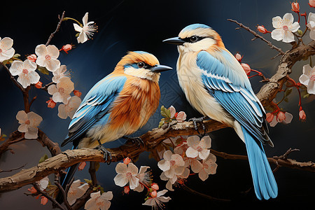 鸟类和花卉艺术图片