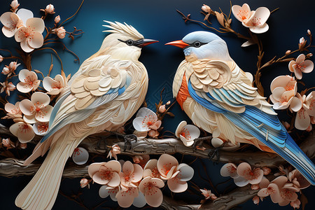 传统花鸟艺术背景图片
