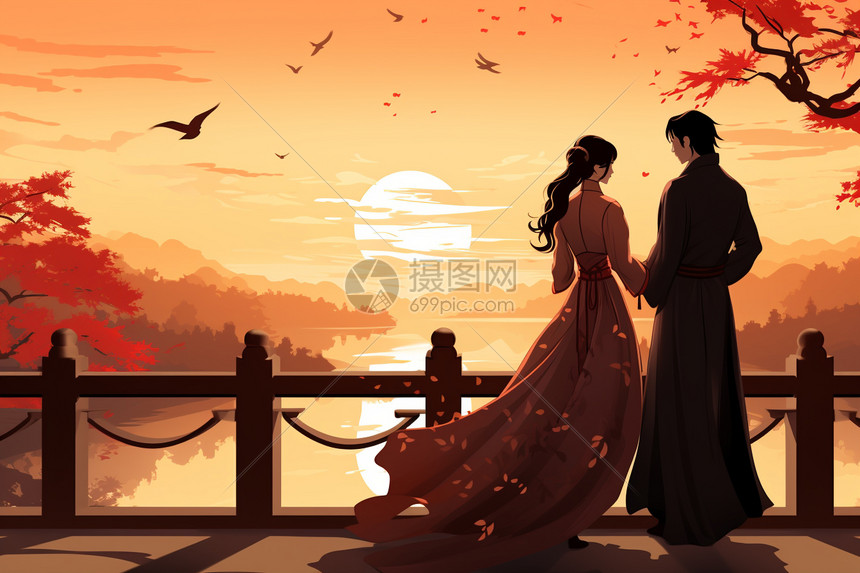 七夕唯美插画图片