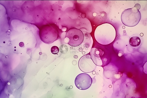 带气泡的紫色水彩图片