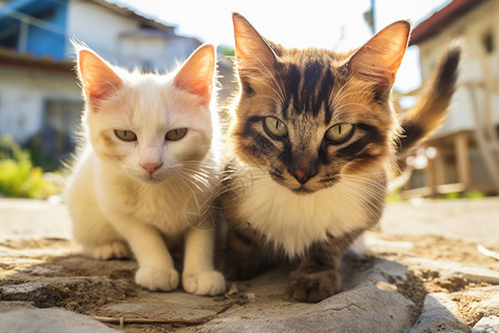 两只流浪猫图片