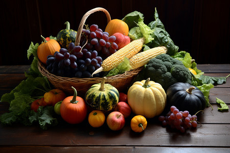 新鲜的蔬菜水果背景图片