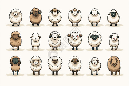 卡通可爱的绵羊创意插图图片