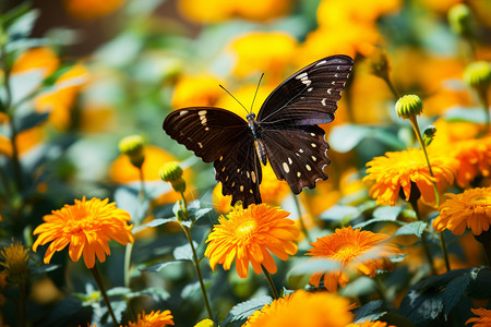 蝴蝶在花丛中飞翔图片