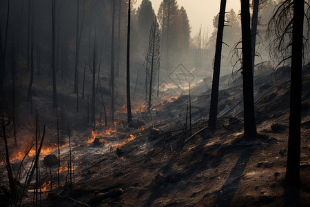 被烧毁的森林图片