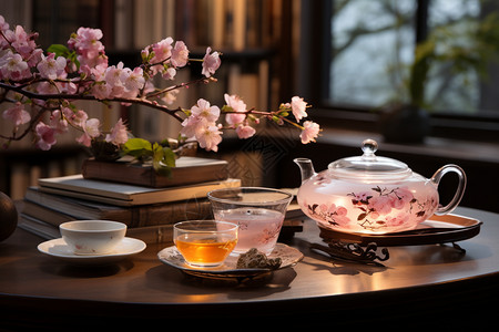 展示了中国茶文化的宁静和沉思的场景图片