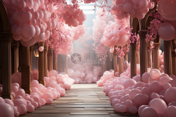 粉色的气球装饰图片