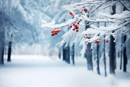 雪松树冬天下雪后的街道背景