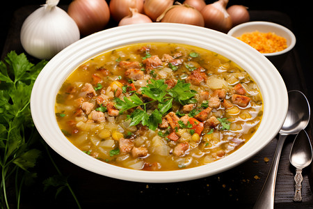 乡村传统健康午餐杂烩汤图片