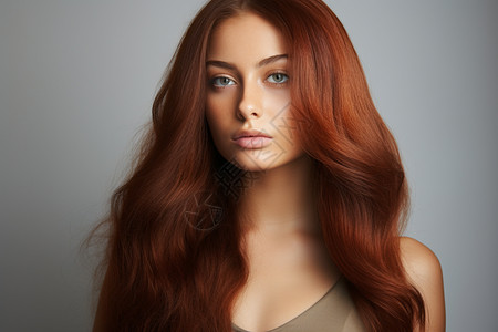 女性健康光泽红发图片