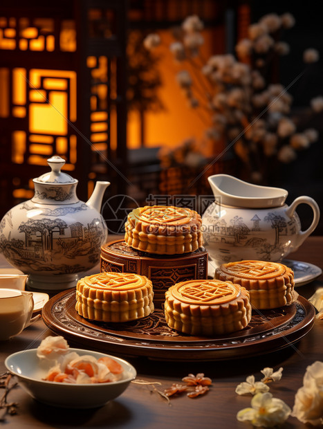 中式莲蓉月饼图片