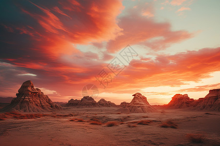 梦幻般的沙漠景观背景图片