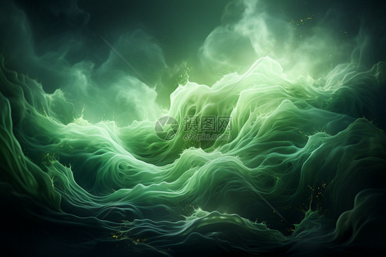 抽象绿色波浪创意背景图片
