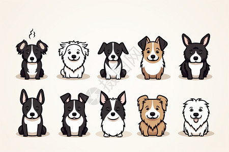 卡通风格的狗狗表情合集图片