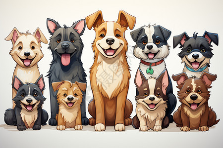 微笑小狗艺术插画图片