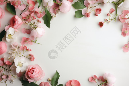 温柔粉白花卉白色背景图片