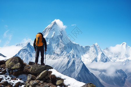 背包的登山者图片