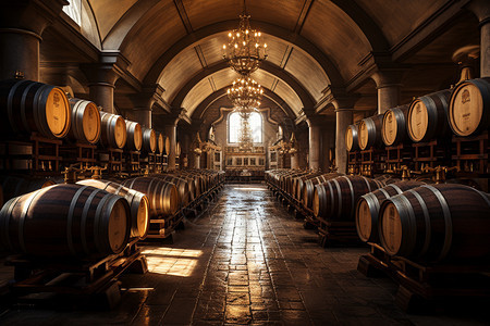 古典地下红酒酒窖图片