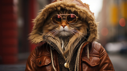 街头时尚的猫咪图片