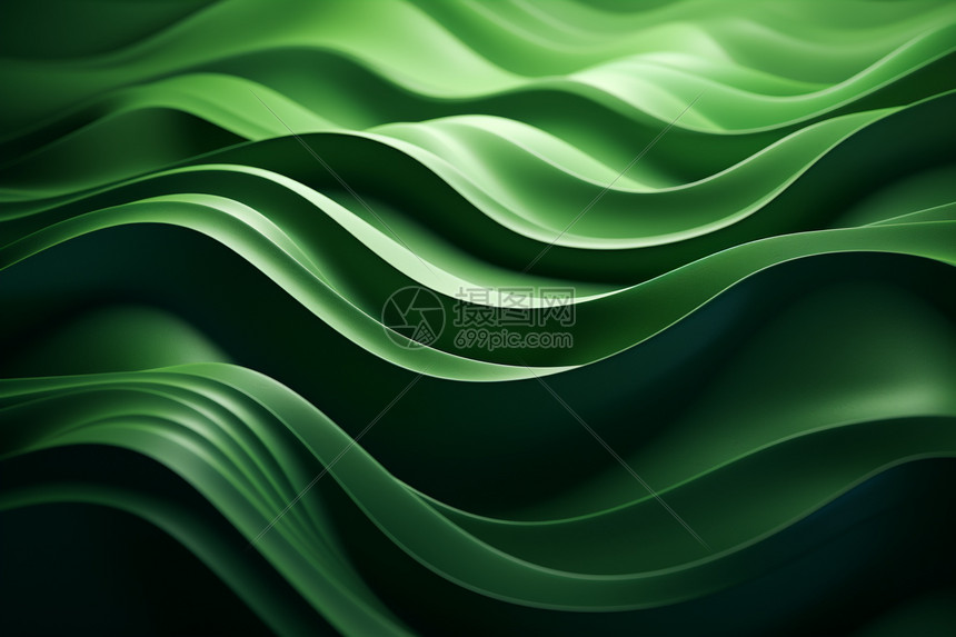 抽象3D绿色碧浪图片