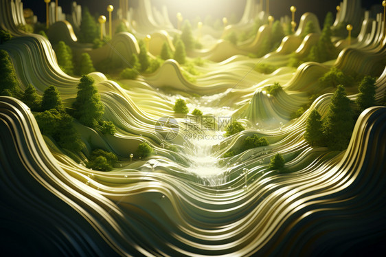 抽象波浪效果景观图片