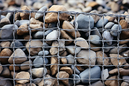 岩石堆防护拦网高清图片
