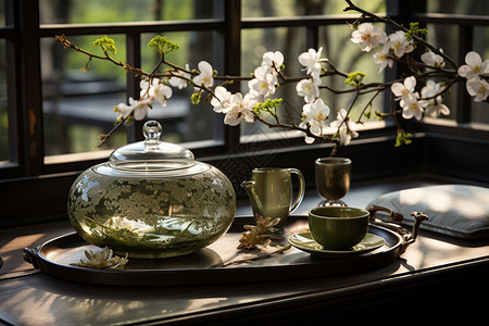 迷人禅宗的陶瓷茶具图片
