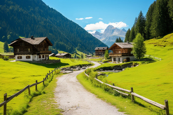 美丽的山间乡村景观图片