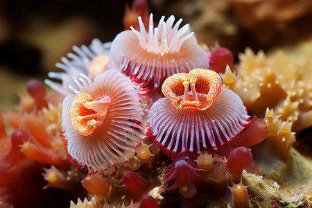 海底小纵队海底野生的海葵背景