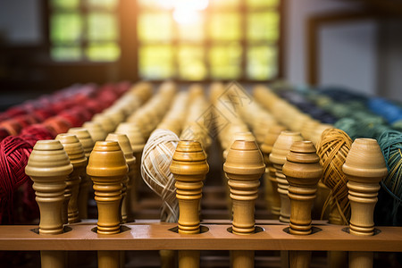 纺织工厂的纬纱纤维高清图片