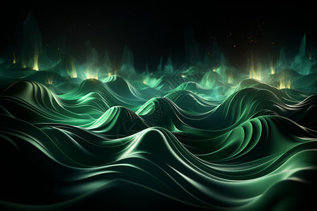 抽象绿色波涛汹涌的水面图片