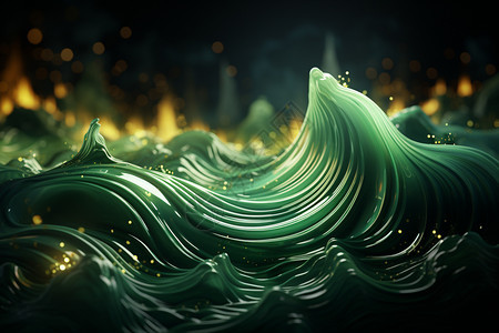 翠绿色波浪展示图片