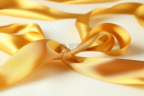 黄色光滑柔软的丝带图片