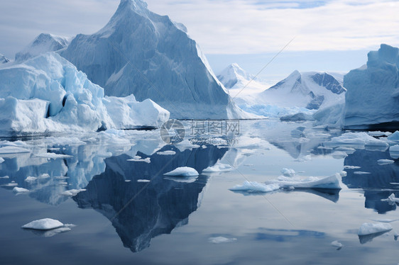海洋上漂浮的融化冰川图片