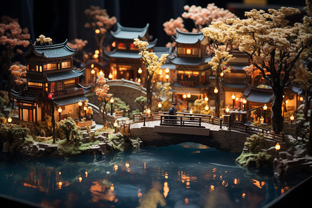 3D中式园林建筑景观图片
