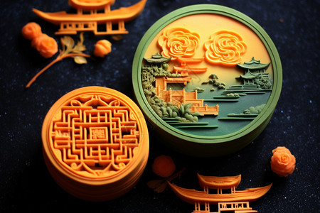 艺术美感的中秋节月饼背景图片
