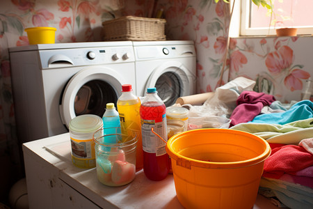 收拾家居卫生的洗衣房图片